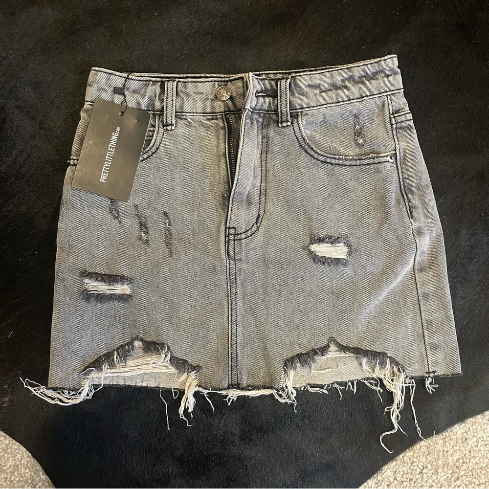 Gray Denim Mini Skirt